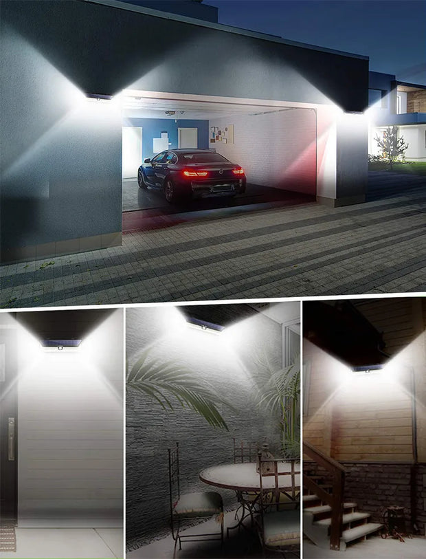 190 LED Solar Light with Lights Reflector IP65 Waterproof Easy-to-Install Security Lights for Front Door Yard Garage Deck Decor